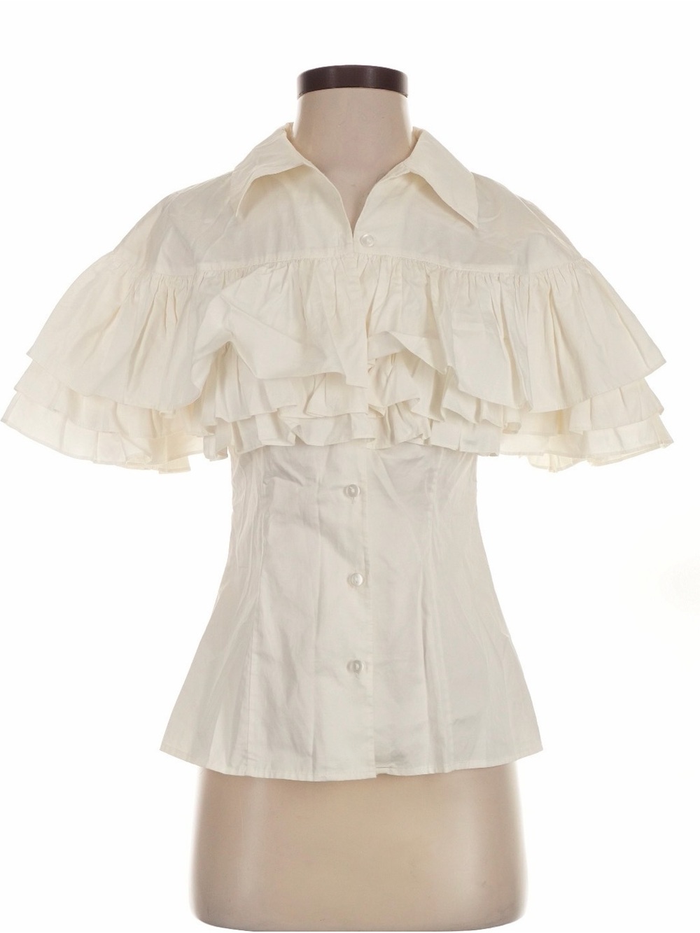Alexis Brax Cream Ruffled Button-Down Blouse